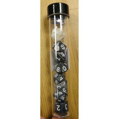 Image of Pearl Charcoal Grey Polyhedral Dice Set D20/12/10/%/8/6/4 & d20 Sirius 0001-01