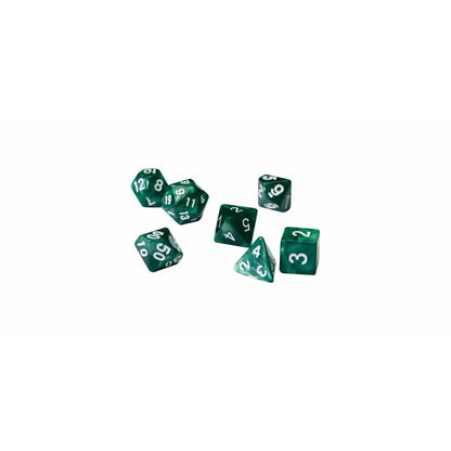 Image of Pearl Green Acrylic Polyhedral Dice Set D20/12/10/%/8/6/4 & d20 Sirius 0001-02