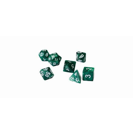 Image of Pearl Green Acrylic Polyhedral Dice Set D20/12/10/%/8/6/4 & d20 Sirius 0001-02