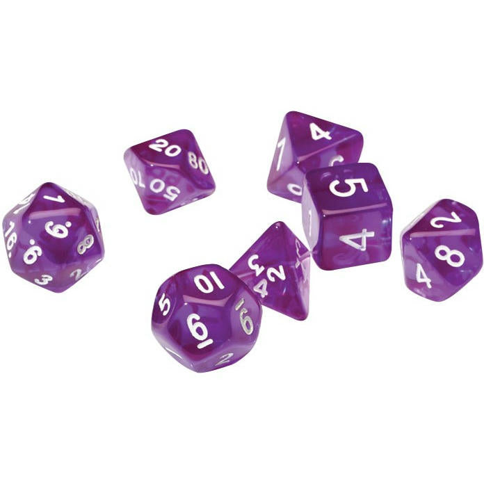 Image of Translucent Purple Polyhedral Dice Set D20/12/10/%/8/6/4 & d20 Sirius SDZ0001-05