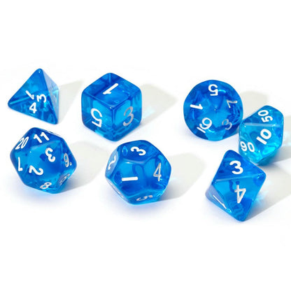 Image of Translucent Blue Polyhedral Dice Set D20/12/10/%/8/6/4 & d20 Sirius SDZ0001-07