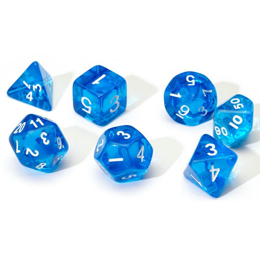 Image of Translucent Blue Polyhedral Dice Set D20/12/10/%/8/6/4 & d20 Sirius SDZ0001-07