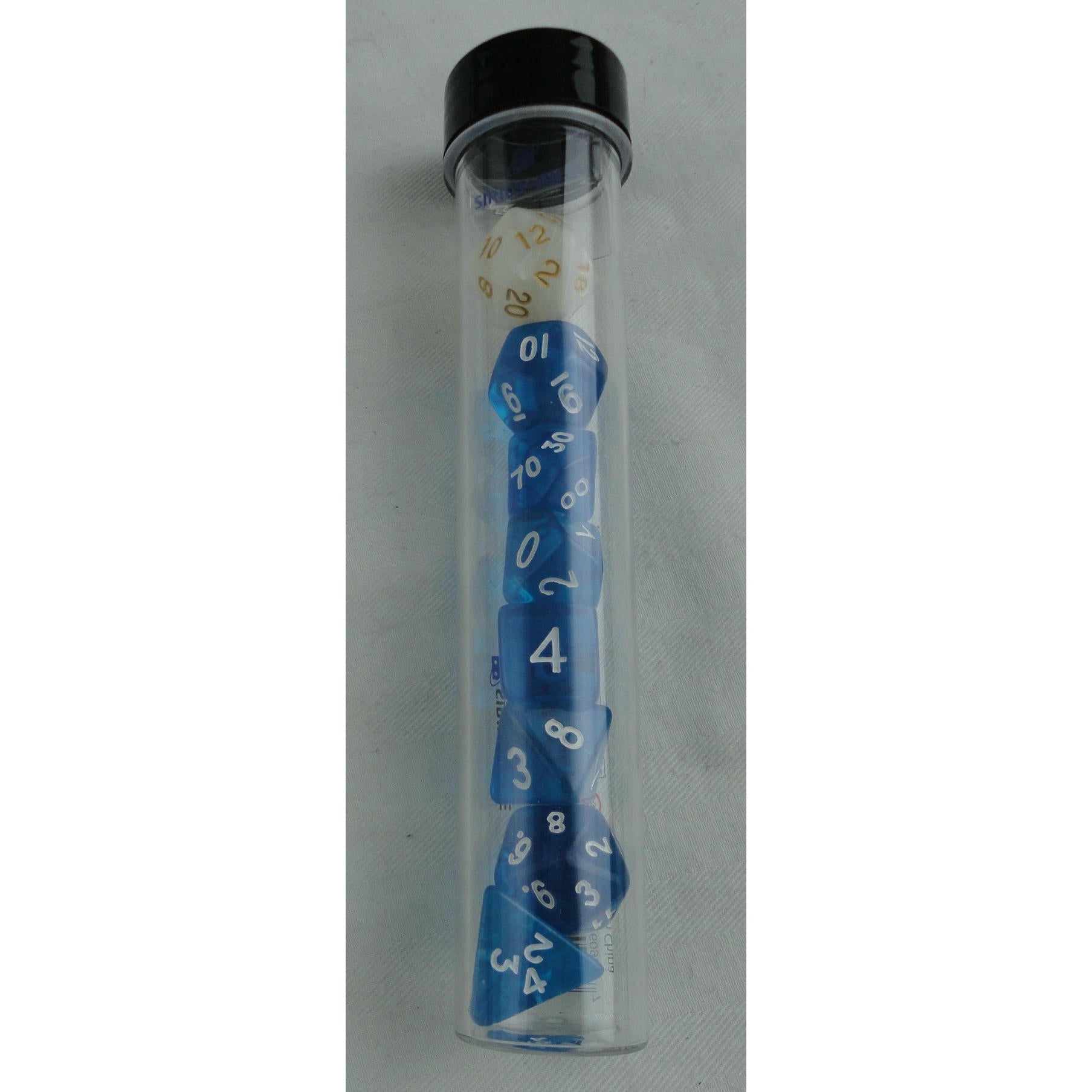 Image of Translucent Blue Polyhedral Dice Set D20/12/10/%/8/6/4 & d20 Sirius SDZ0001-07