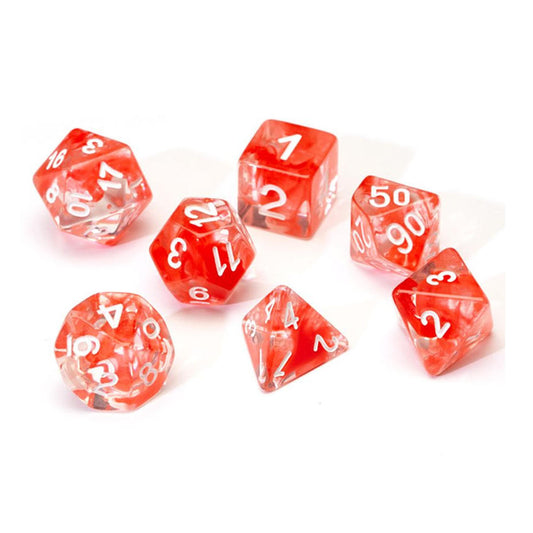 Translucent Red Cloud Polyhedral Dice D20/12/10/%/8/6/4 & d20 Sirius SDZ0001-09