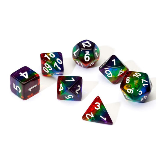 Translucent Rainbow Polyhedral Dice D20/12/10/%/8/6/4 & d20 Sirius SDZ0001-10
