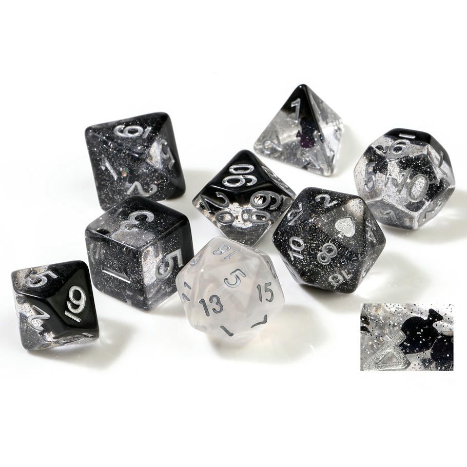 Image of Spades Icon Polyhedral Dice Set D20/12/10/%/8/6/4 & d20 Sirius 