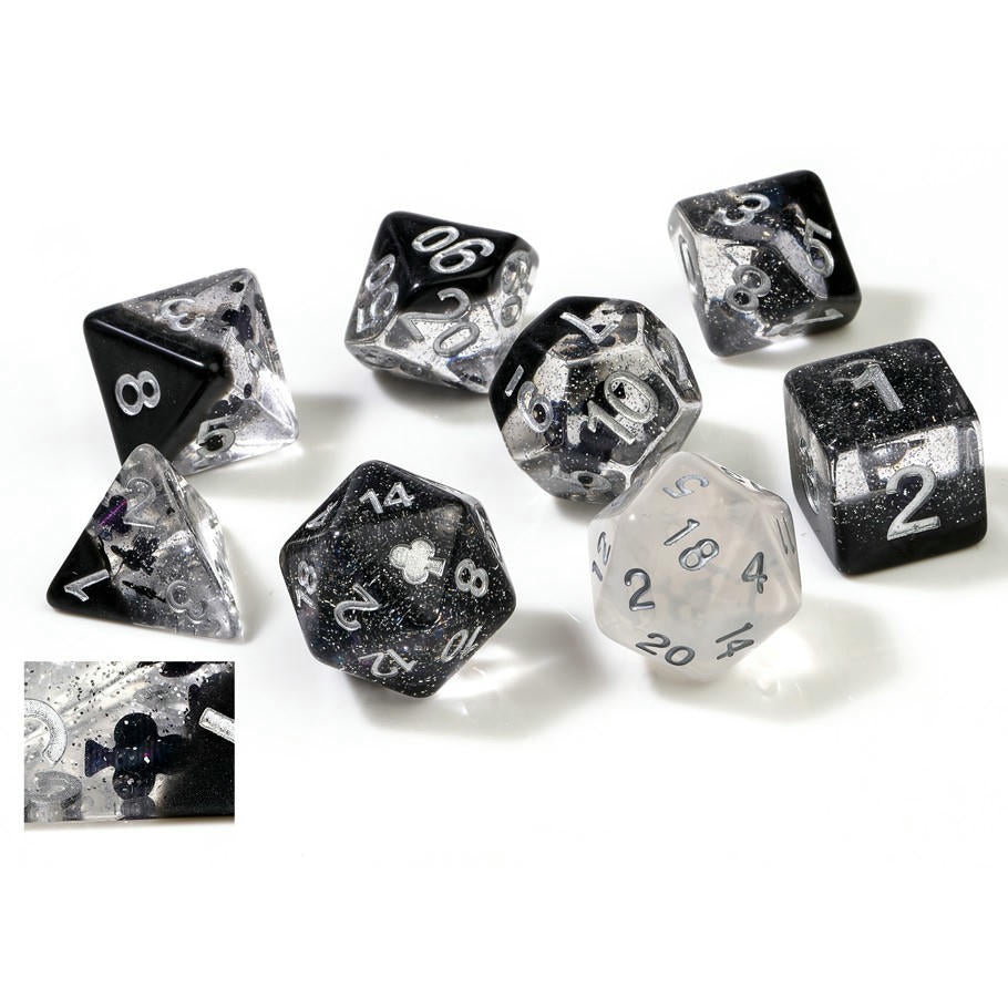 Image of Clubs Icon Polyhedral Dice Set D20/12/10/%/8/6/4 & d20 Sirius 