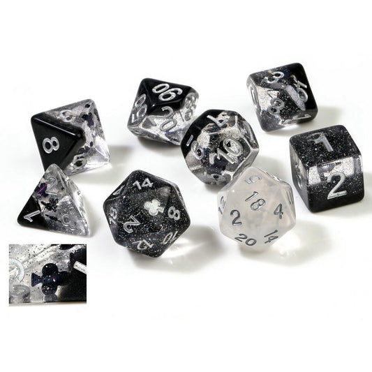 Image of Clubs Icon Polyhedral Dice Set D20/12/10/%/8/6/4 & d20 Sirius 