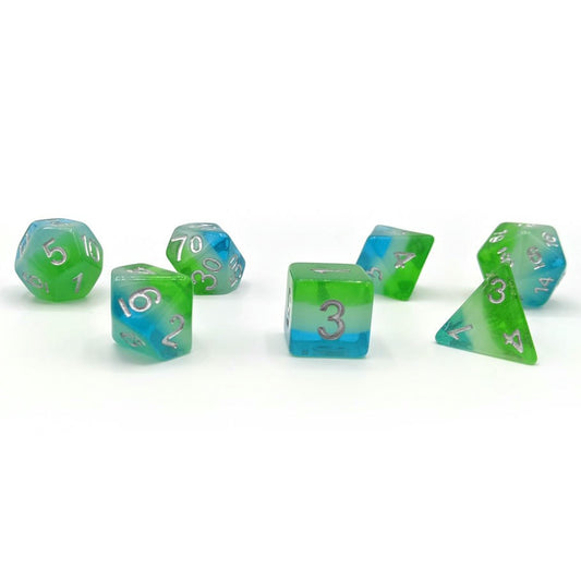 Image of Blue Hawaiian Polyhedral Dice Set D20/12/10/%/8/6/4 & d20 Sirius 