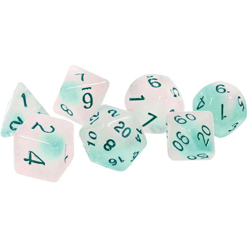 Image of Frosted Glowworm Polyhedral Dice Set D20/12/10/%/8/6/4 & d20 Sirius SDZ0006-02
