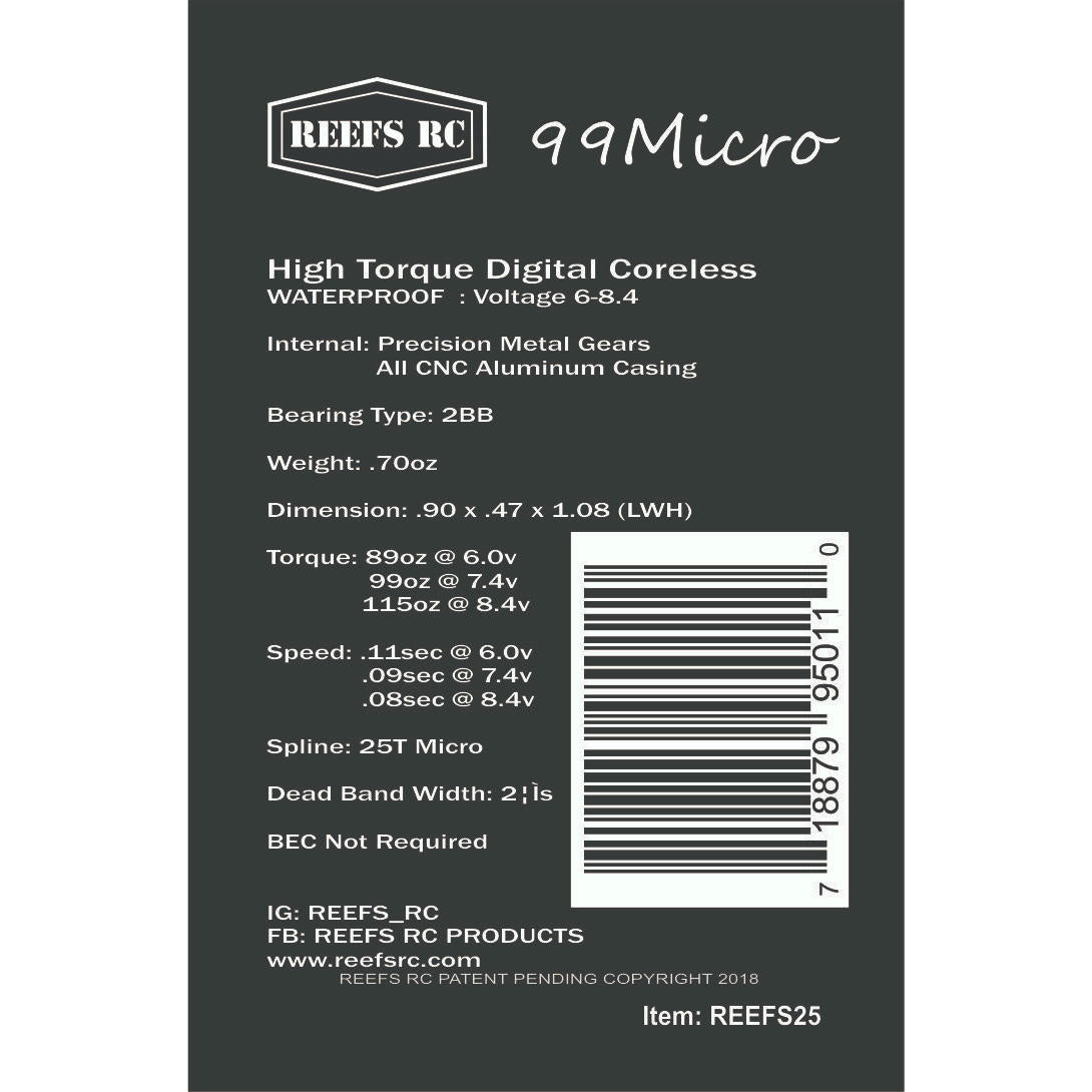 Image of Reef R/C 99 Micro High Torque High Speed Micro Servo 0.08/115 @ 8.4V SEHREEFS25