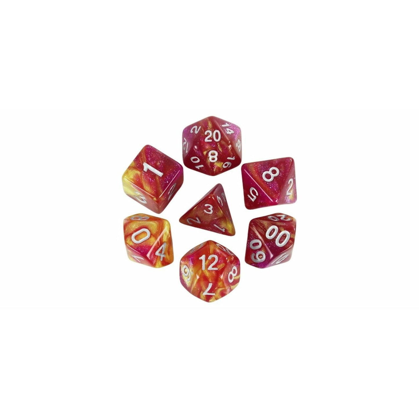 Image of Red/Yellow RPG Dice 7-Dice Set (D20/12/10/%/8/6/4)