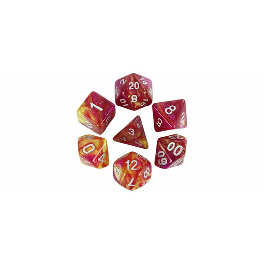 Image of Red/Yellow RPG Dice 7-Dice Set (D20/12/10/%/8/6/4)
