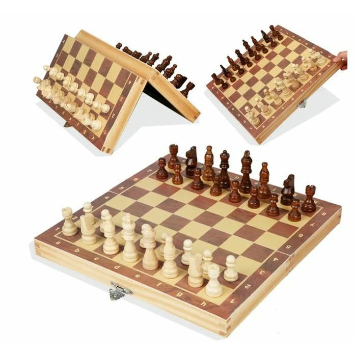 Image of Magnetic Wooden Folding Chess Set (240x240mm) SPCFOLDCHESS