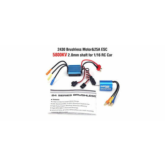 Image of Surpass 5800kv Waterproof Brushless Motor/25A 2S ESC for 1/16th Scale Vehicles