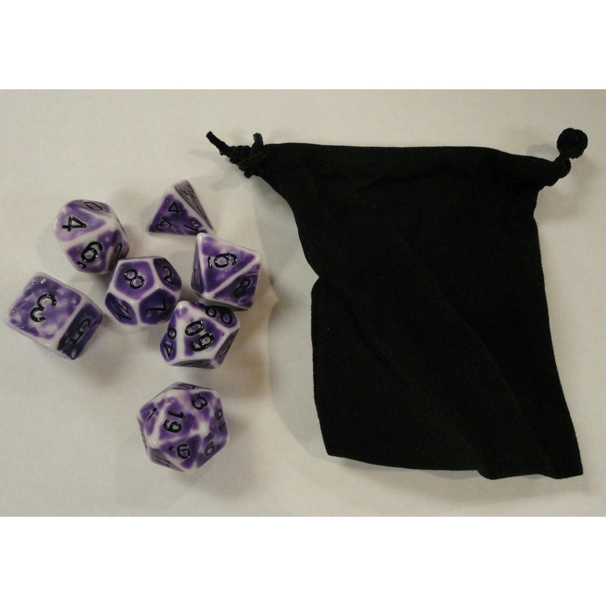 Image of Purple Retro-Look Dice 7-Dice Set (D20/12/10/%/8/6/4)