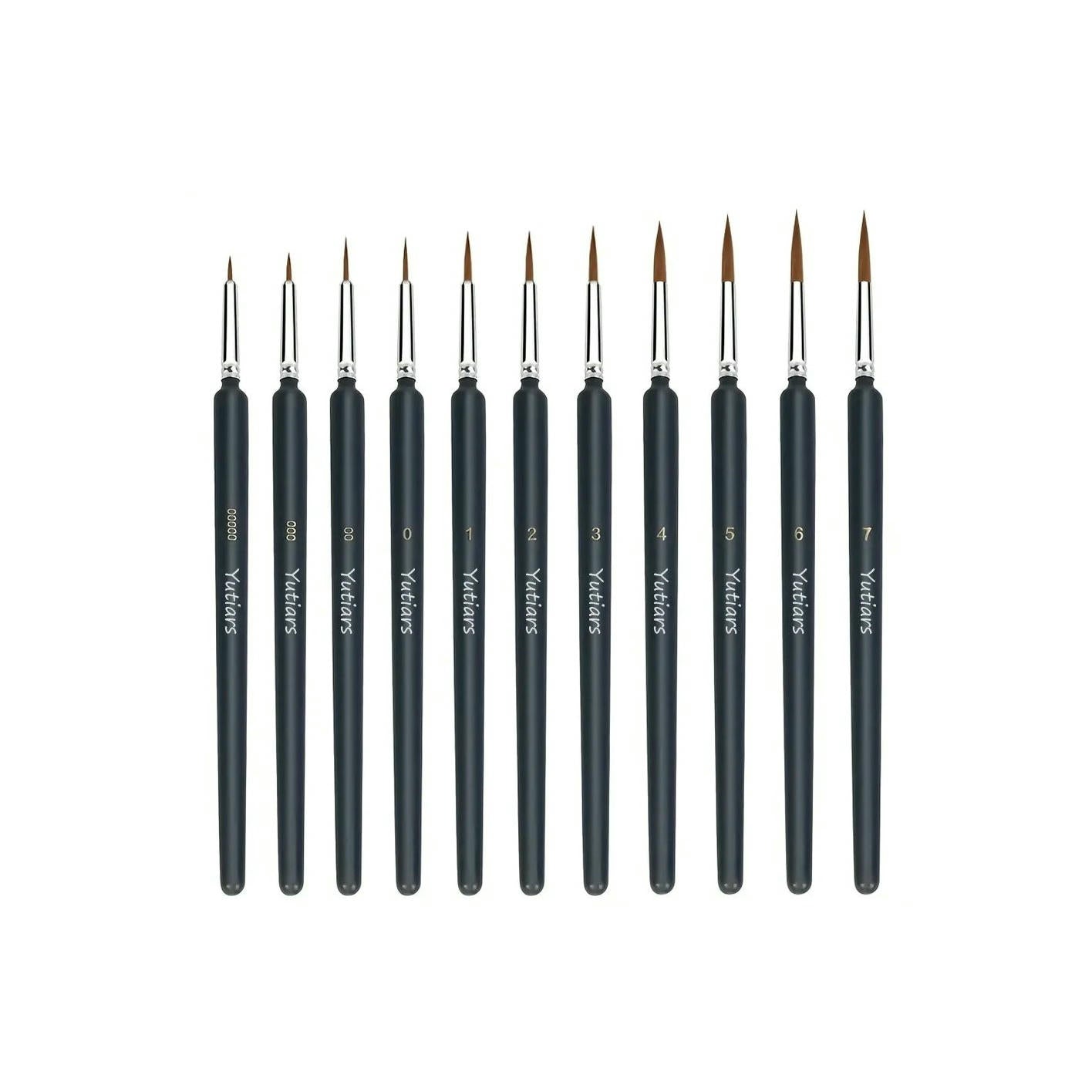 Image of Nylon 11-Piece Hobby Paint Brush set (Includes 0000,000,00,0,1,2,3,4,5,6,7)