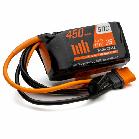 Image of Spektrum 11.1V 450mAh 3S 50C LiPo Battery IC2/EC2 SPMX4503SIC2
