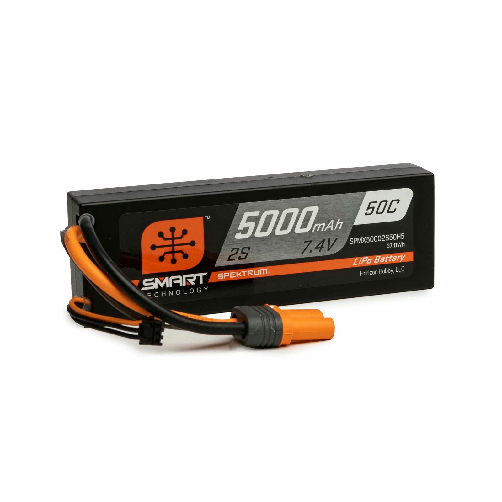 Image of Spektrum Smart 7.4V 5000mAh 2S 50C Smart LiPo Battery IC5/Hard Case 