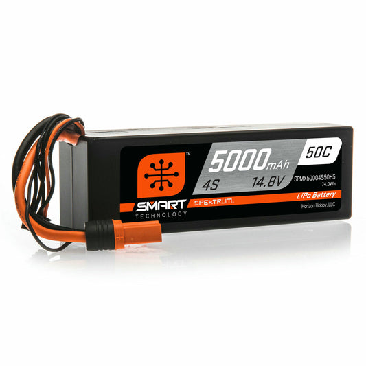 Image of Spektrum Smart 14.8V 5000mAh 4S 50C Smart LiPo Battery IC5/Hard Case X50004S50H5