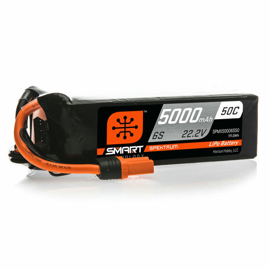 Image of Spektrum Smart 5000mAh 50C 6S 22.2V Lithium Polymer LiPo Battery w/IC5 Connector