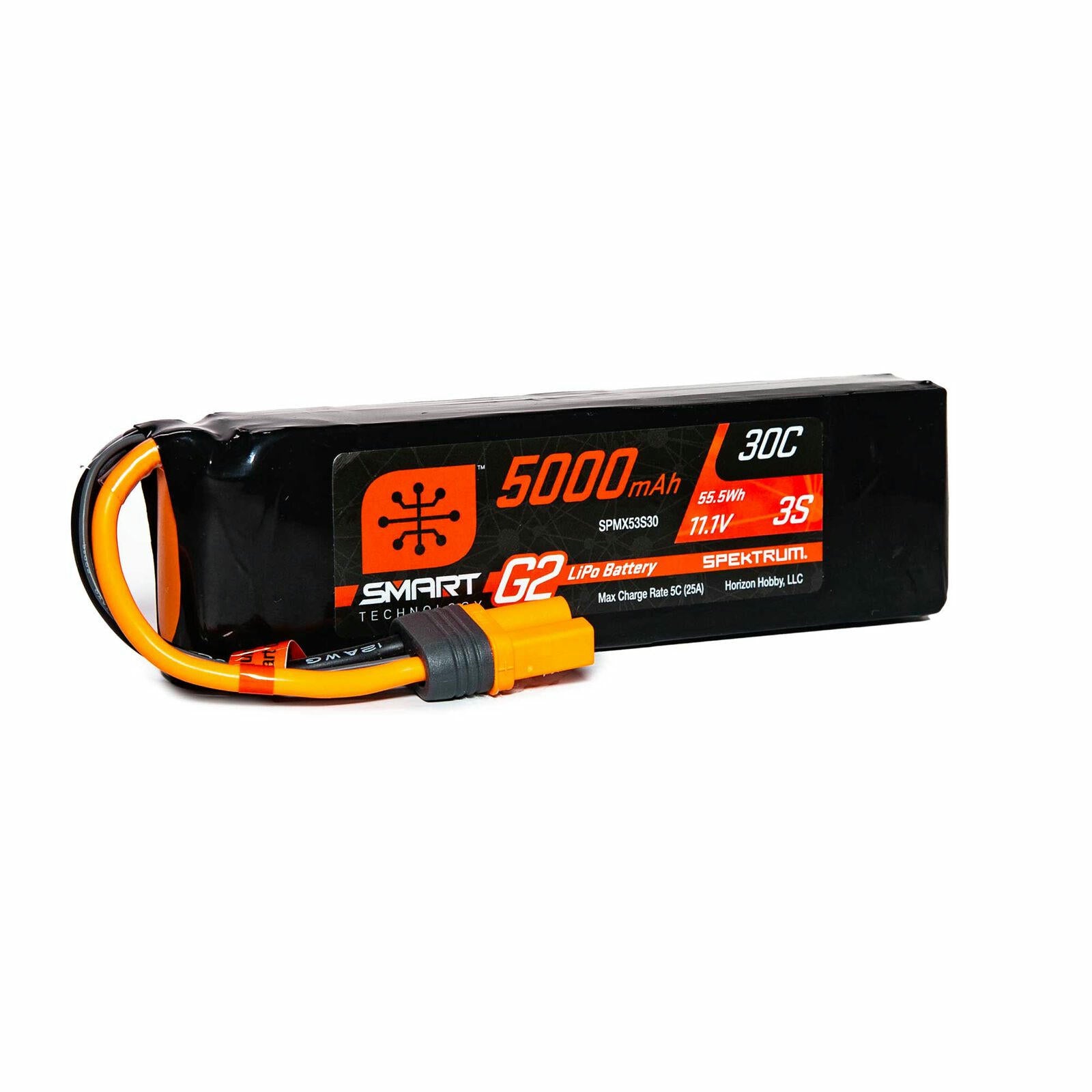 Image of Spektrum Smart *G2* 11.1V 5000mAh 3S 30C Smart LiPo Battery with IC5 Connector