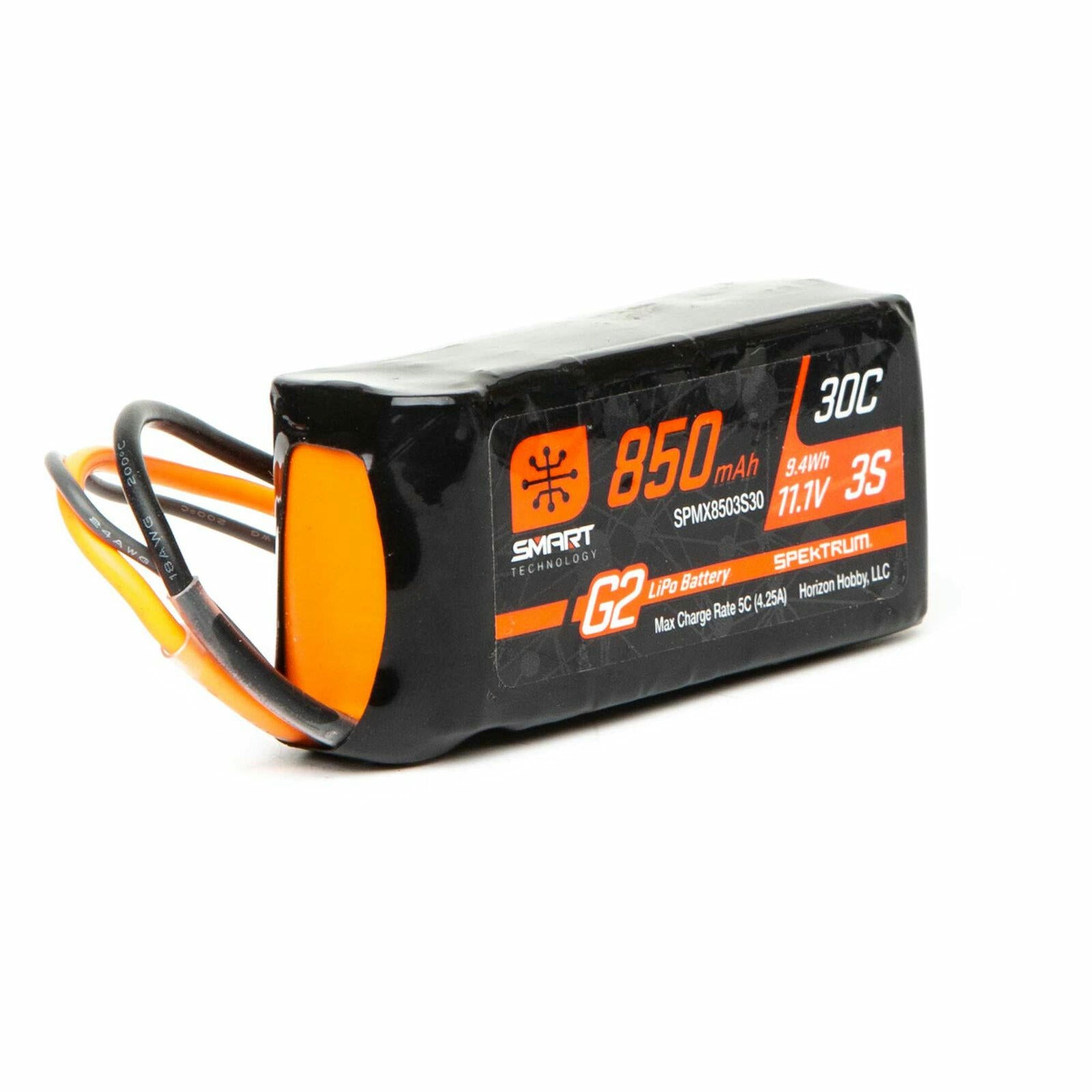Image of Spektrum Smart *G2* 11.1V 850mAh 3S 30C Smart LiPo Battery with IC2 Connector