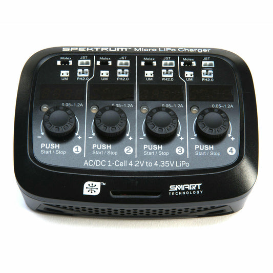 Image of Spektrum S44 Micro 4-port AC/DC 1S LiPo Smart Charger SPMXC1040