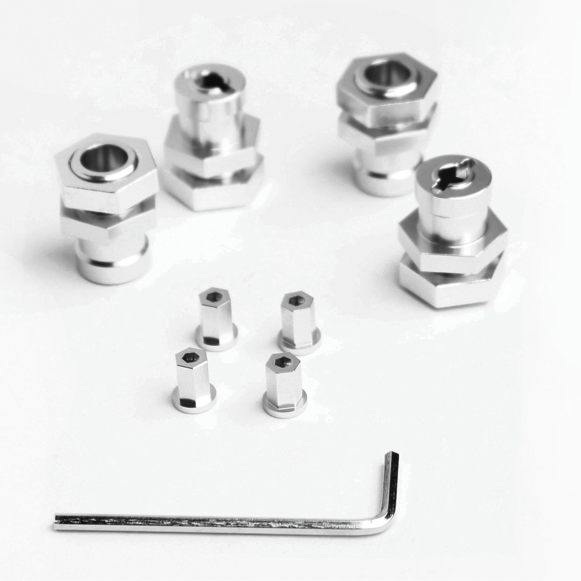 Image of Axial Wraith/SCX10 Silver Aluminum 17m Wheel Hex Conversion Set SPTSTA31266S