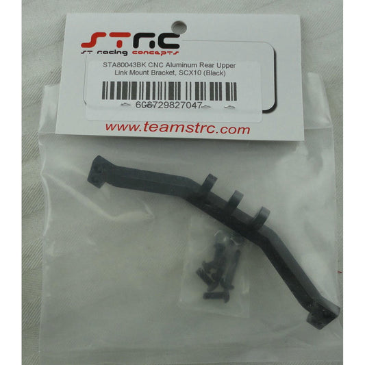 Image of ST Racing Black Alloy Rear Upper Link Mount Bracket SCX10 SPTSTA80043BK