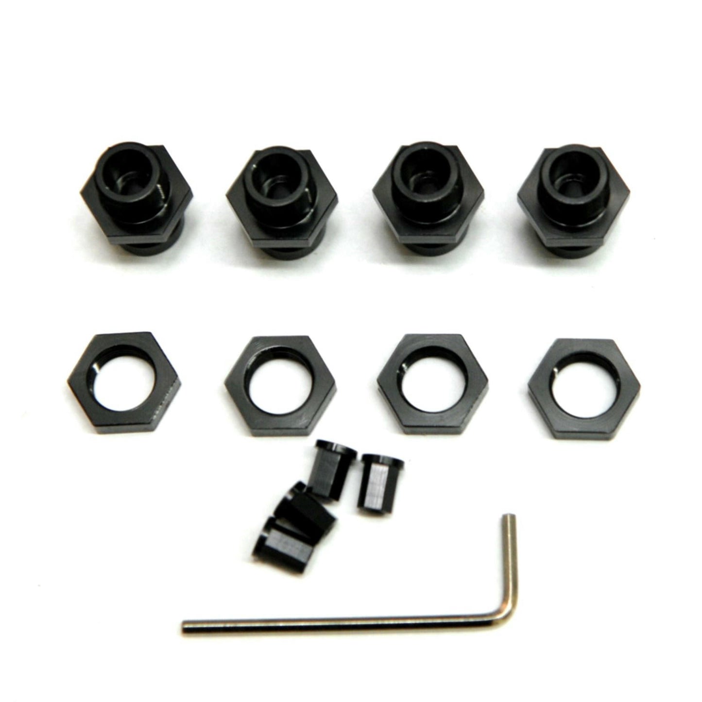 Image of Axial Wraith/SCX10 Black Aluminum 17m Wheel Hex Conversion Set STRSTA31266BK