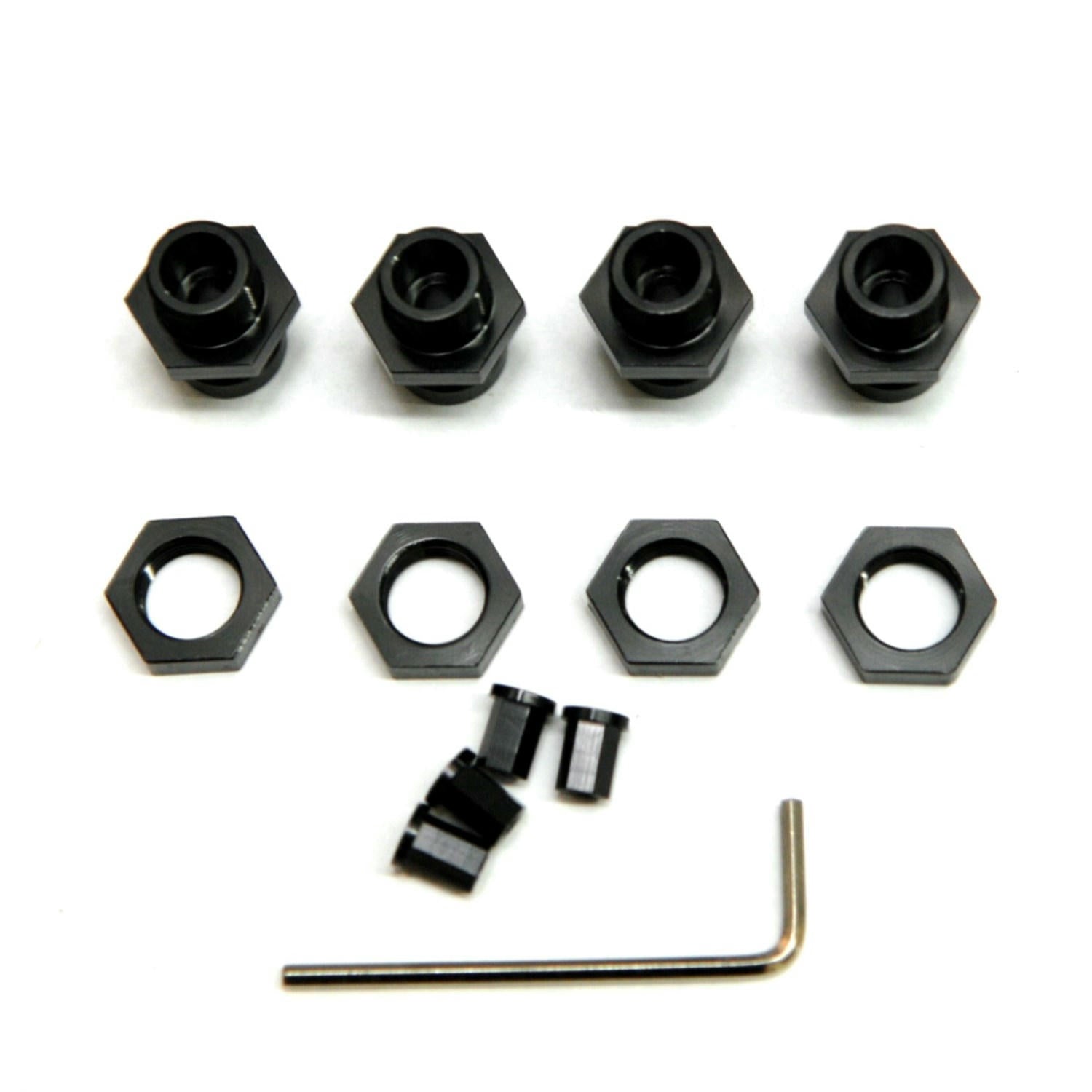 Image of Axial Wraith/SCX10 Black Aluminum 17m Wheel Hex Conversion Set STRSTA31266BK