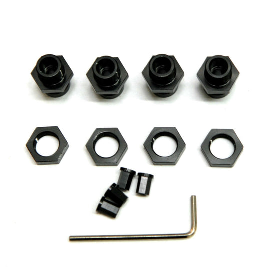 Image of Axial Wraith/SCX10 Black Aluminum 17m Wheel Hex Conversion Set STRSTA31266BK