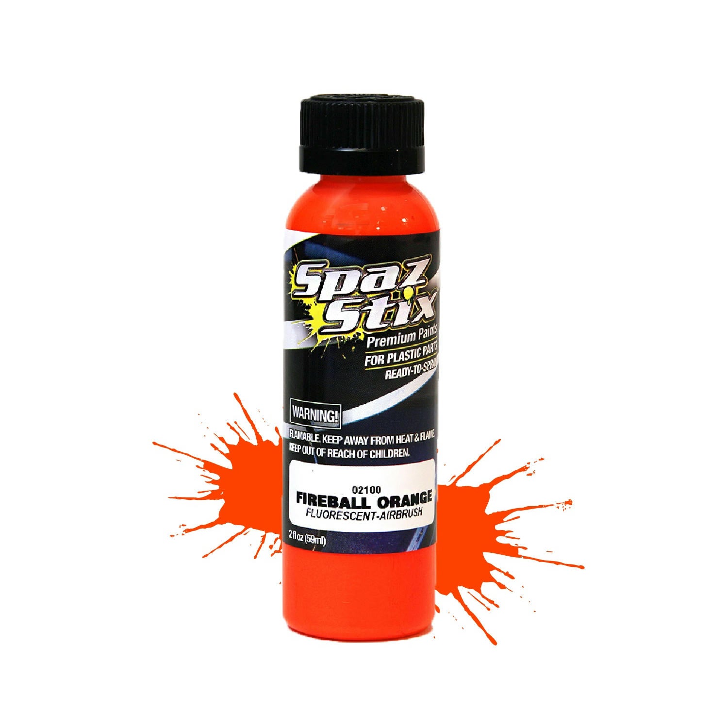 Image of Fireball Orange Fluorescent Lexan/Polycarbonate Airbrush Paint (2oz) SZX02100
