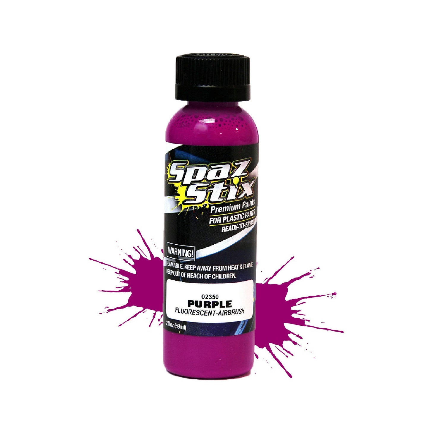 Image of Spaz-Stix Purple Fluorescent Lexan/Polycarbonate RC Body Paint (2 oz)SZX02350