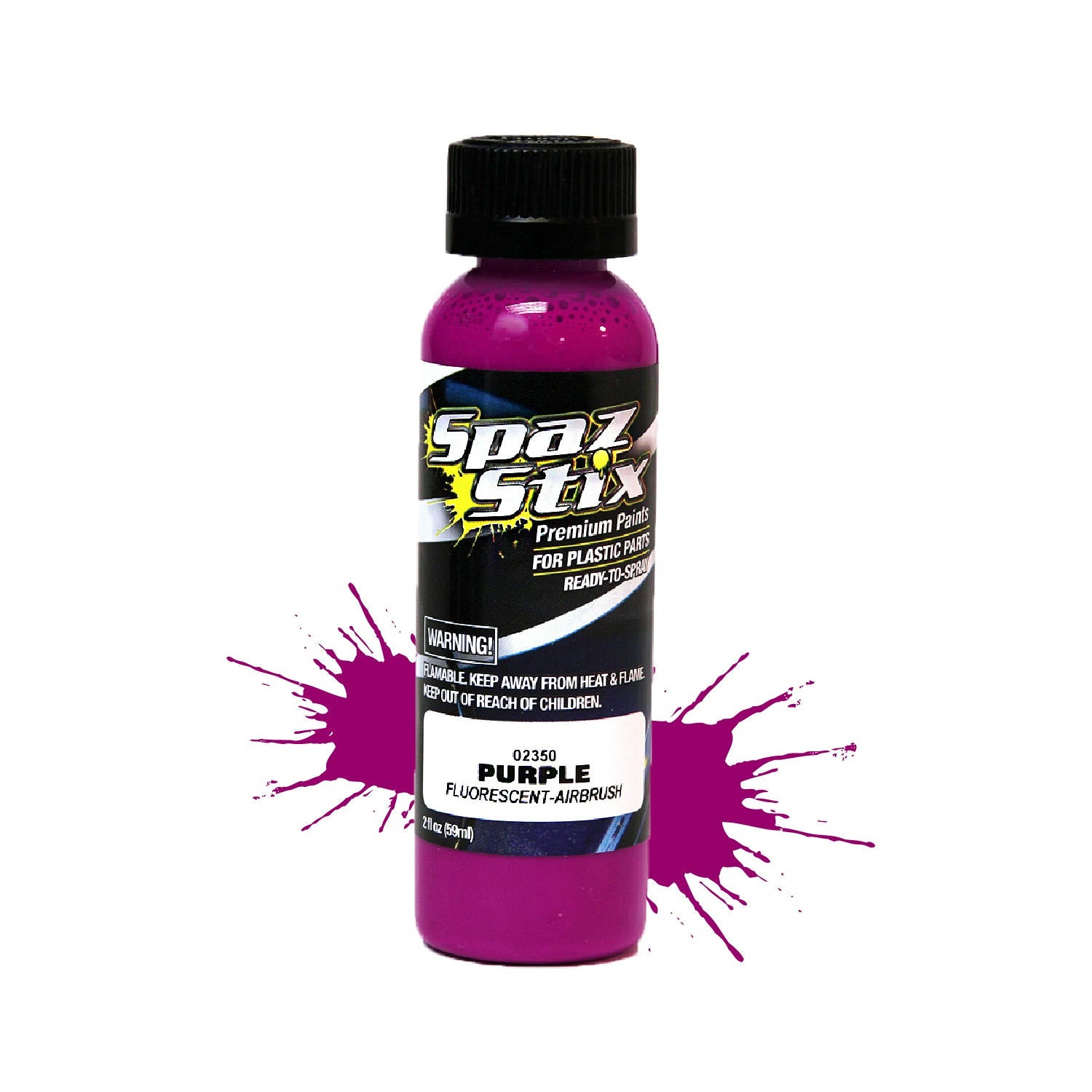 Image of Spaz-Stix Purple Fluorescent Lexan/Polycarbonate RC Body Paint (2 oz)SZX02350