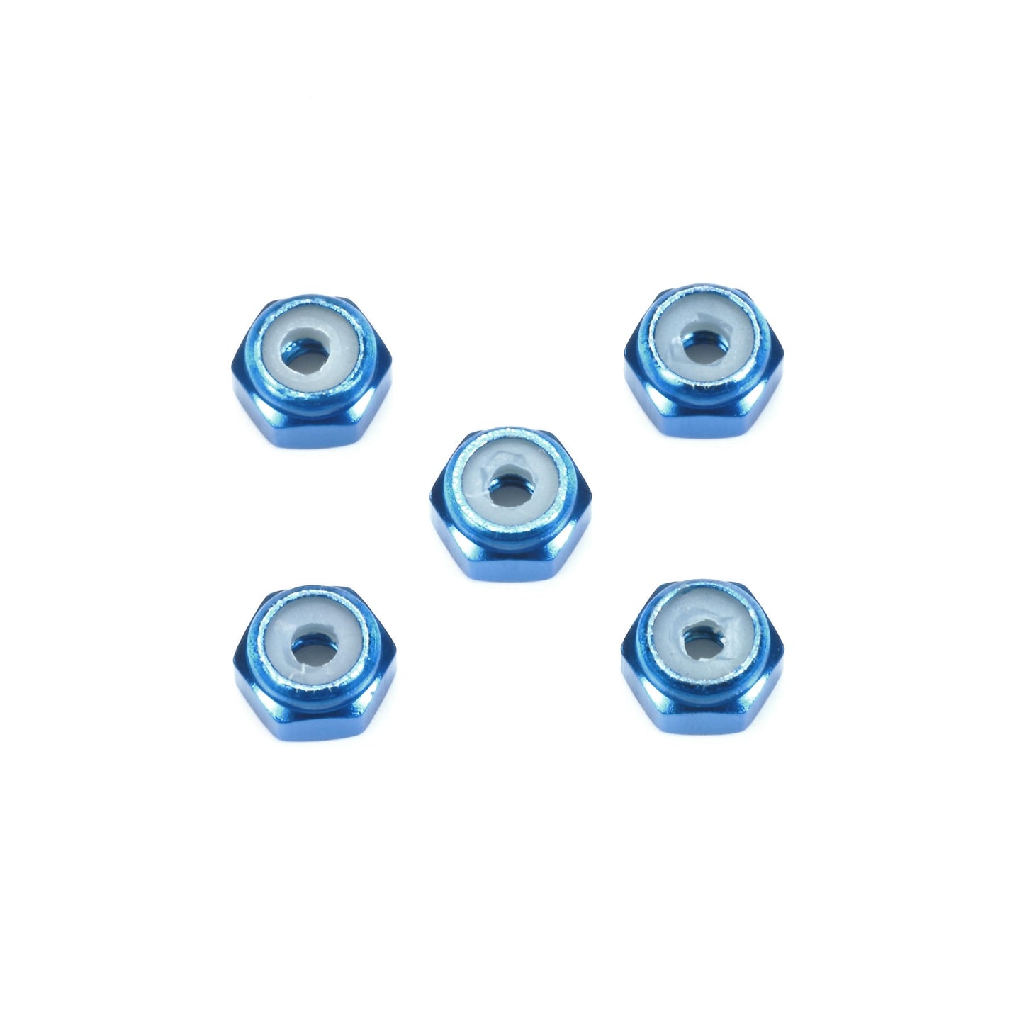 Image of Tamiya 2mm (M2) Mini Racer Blue Aluminum Lock Nuts (5pcs) TAM15500