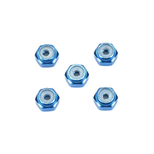 Image of Tamiya 2mm (M2) Mini Racer Blue Aluminum Lock Nuts (5pcs) TAM15500