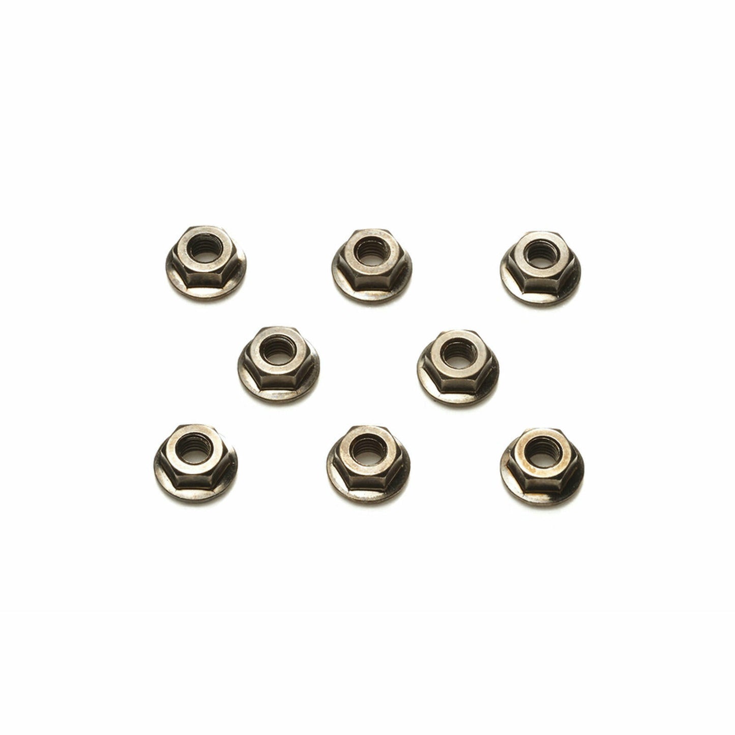 Image of Tamiya Black 4mm Steel Serrated Flanged Wheel Nuts (8pcs) TAM42282