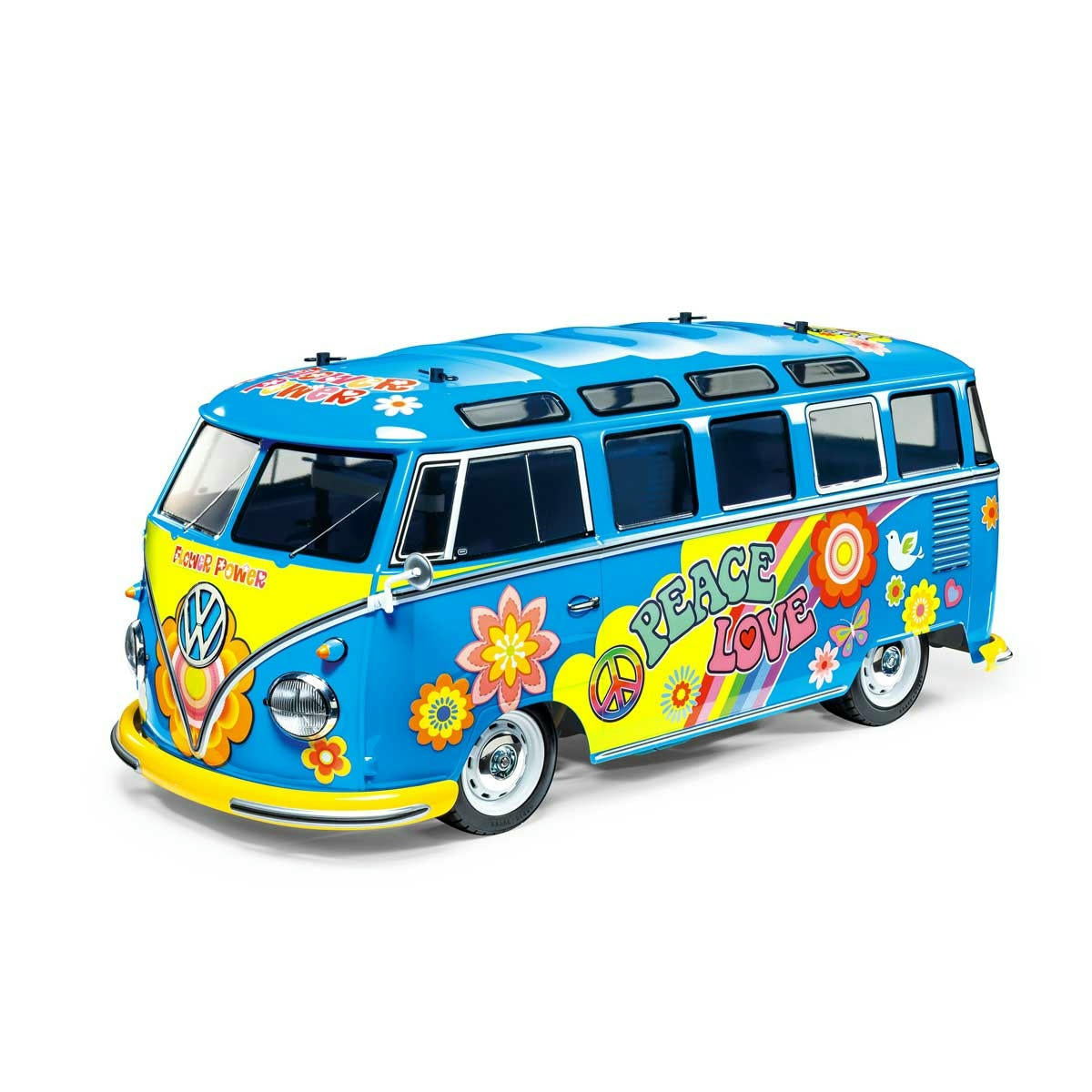 Tamiya 47453 Volkswagen 1:10 VW Bus Type 2 T1 Flower Paint, Remote