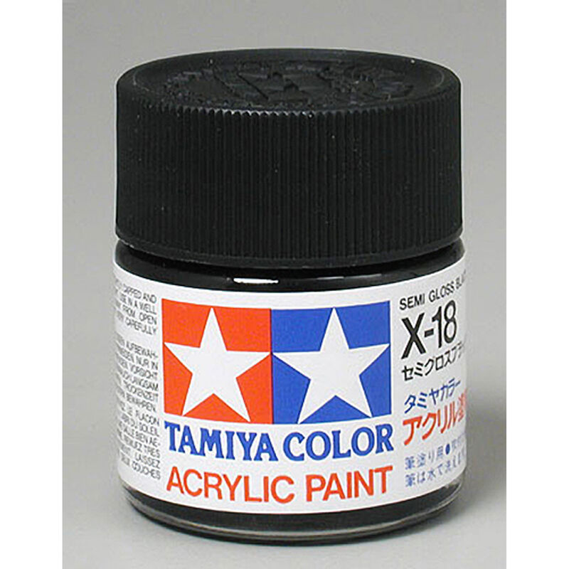 Acrylic X-18 Semi Gloss Black Paint, 23Ml Bottle