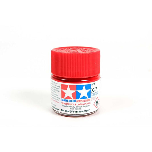 Tamiya Acrylic Mini X-7 Red Paint, 10ml Bottle **FLAMMABLE**