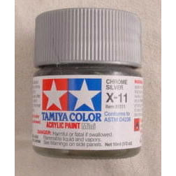 Image of Tamiya X-11 Silver Chrome Acrylic Paint (10ml bottle) TAM81511