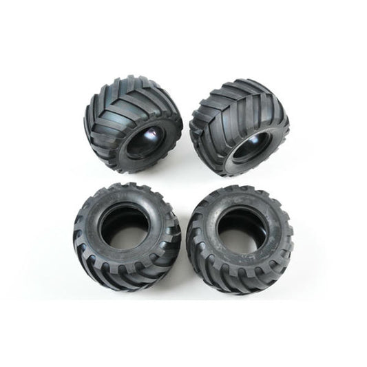 Image of Tamiya 1/12th Scale V-Tread Tire Set (4)/Lunch Box/Midnight Pumpkin  TAM9805213