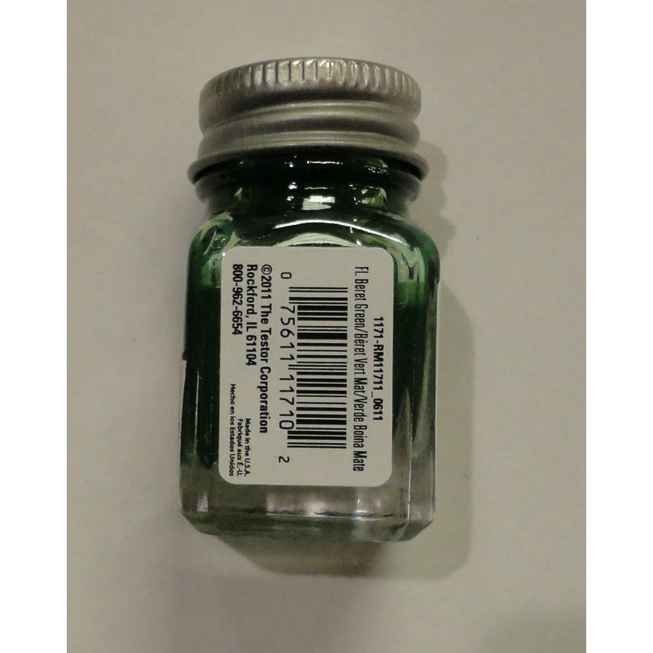 Image of Testors 1/4oz Flat Beret Green Enamel Model Paint TES1171TT