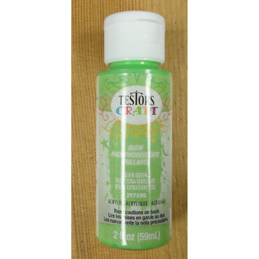 Image of Testors Alien Green Glow in the Dark Acrylic Paint 2oz TES297500