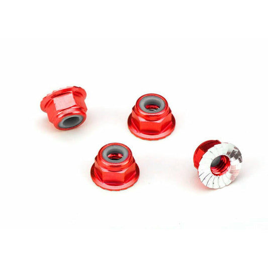 Image of Traxxas 4mm Red Anodized Flanged Nylon Locking Nuts TRA1747A