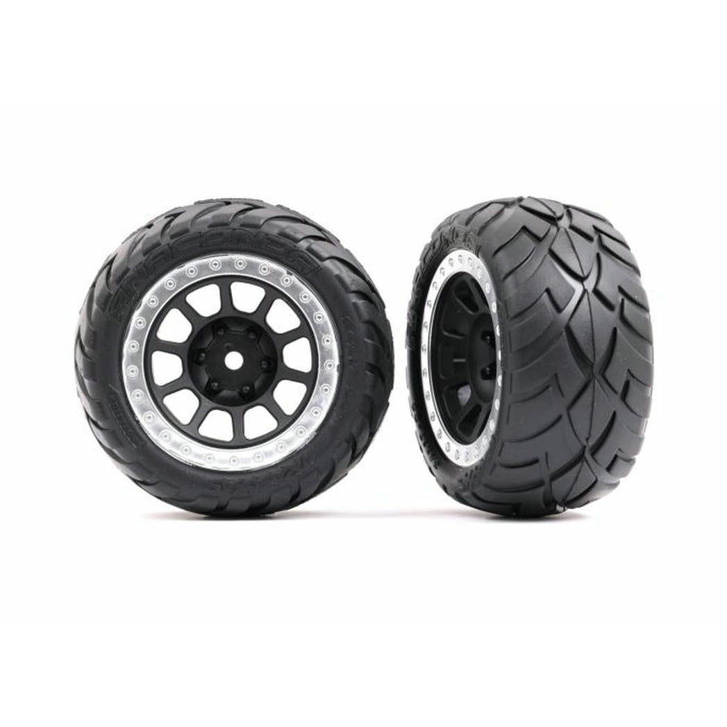 Image of Traxxas Bandit Anaconda 2.2 Buggy Rear Tires w/Tracer Black Satin Wheels 2pcs