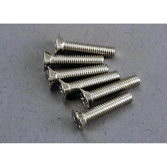Image of Traxxas 3x15mm Flat Head (Countersunk) Machine Screws (6pcs) TRA3179