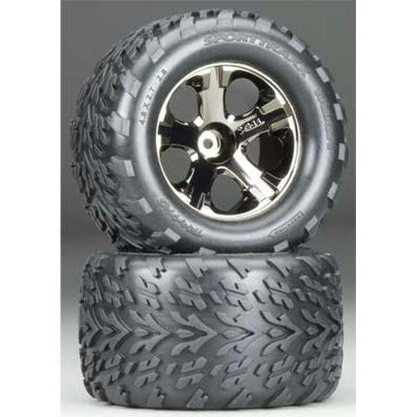 Image of Traxxas Stampede/Rustler 2.8 Talon Tires Black Chrome All Star Wheels TRA3669A